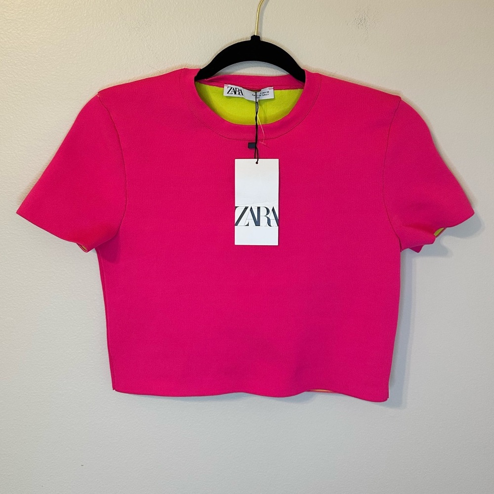Zara Crop Top Neon Pink